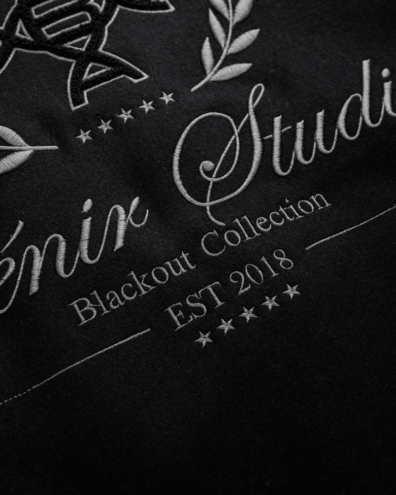 Authentic leather Noir Varsity Jacket - Blackout