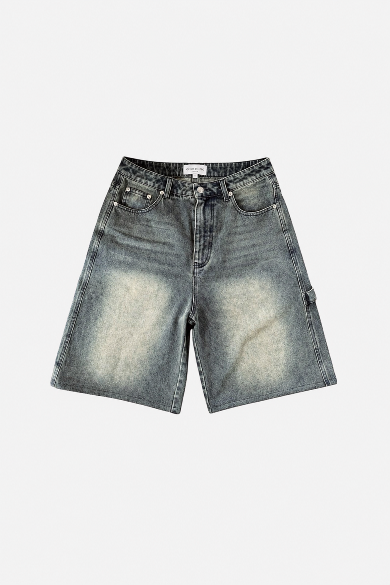 Oversized Denim Jorts - Rust Blue