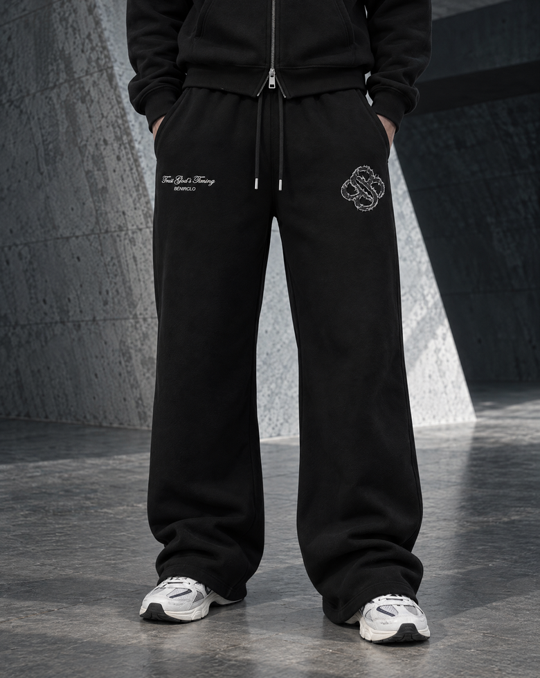 God's Timing Distressed Joggers - Matte Black