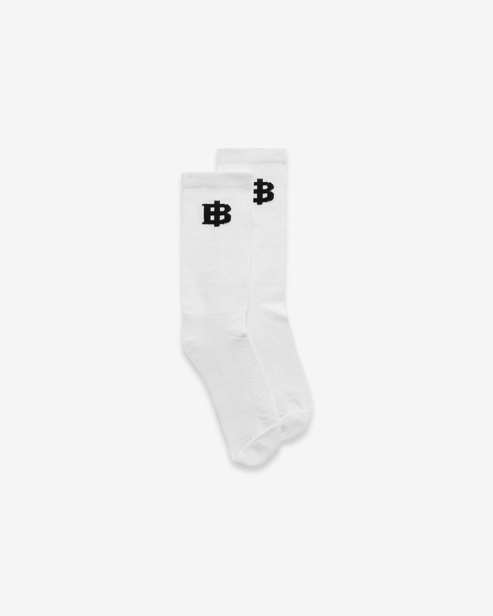 B Logo Socks - White