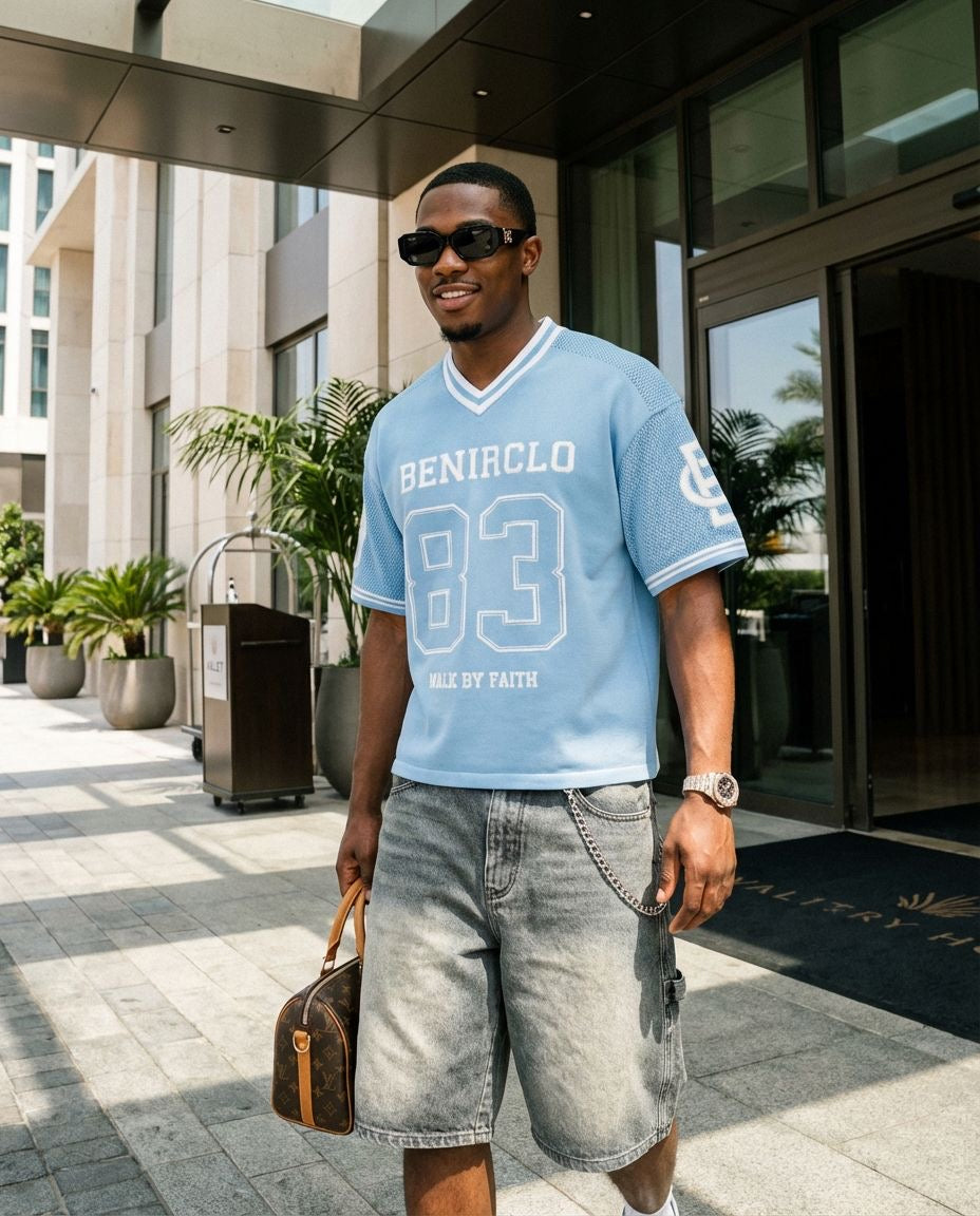 God’s Timing 83 knit Jersey - Light Blue