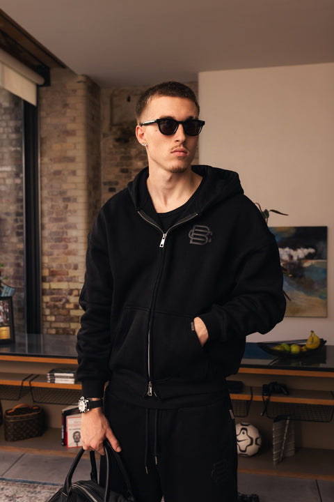 Bénir Club Basics Zip Hoodie - Matte black