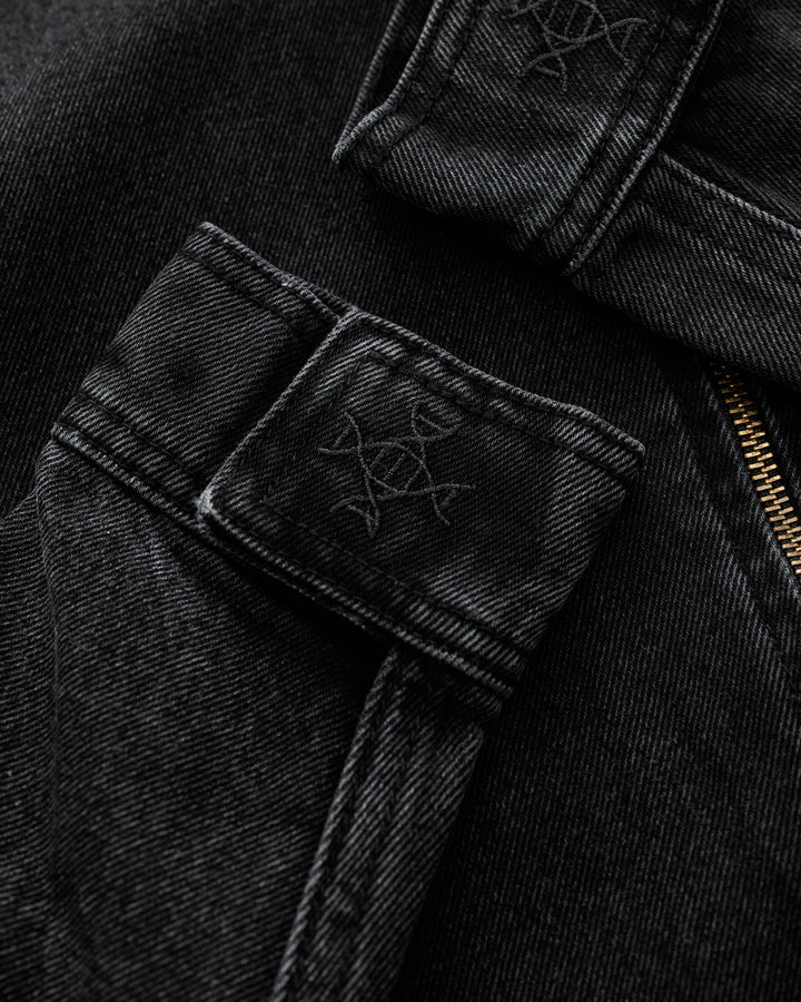 Denim Zip Hoodie - Blackout