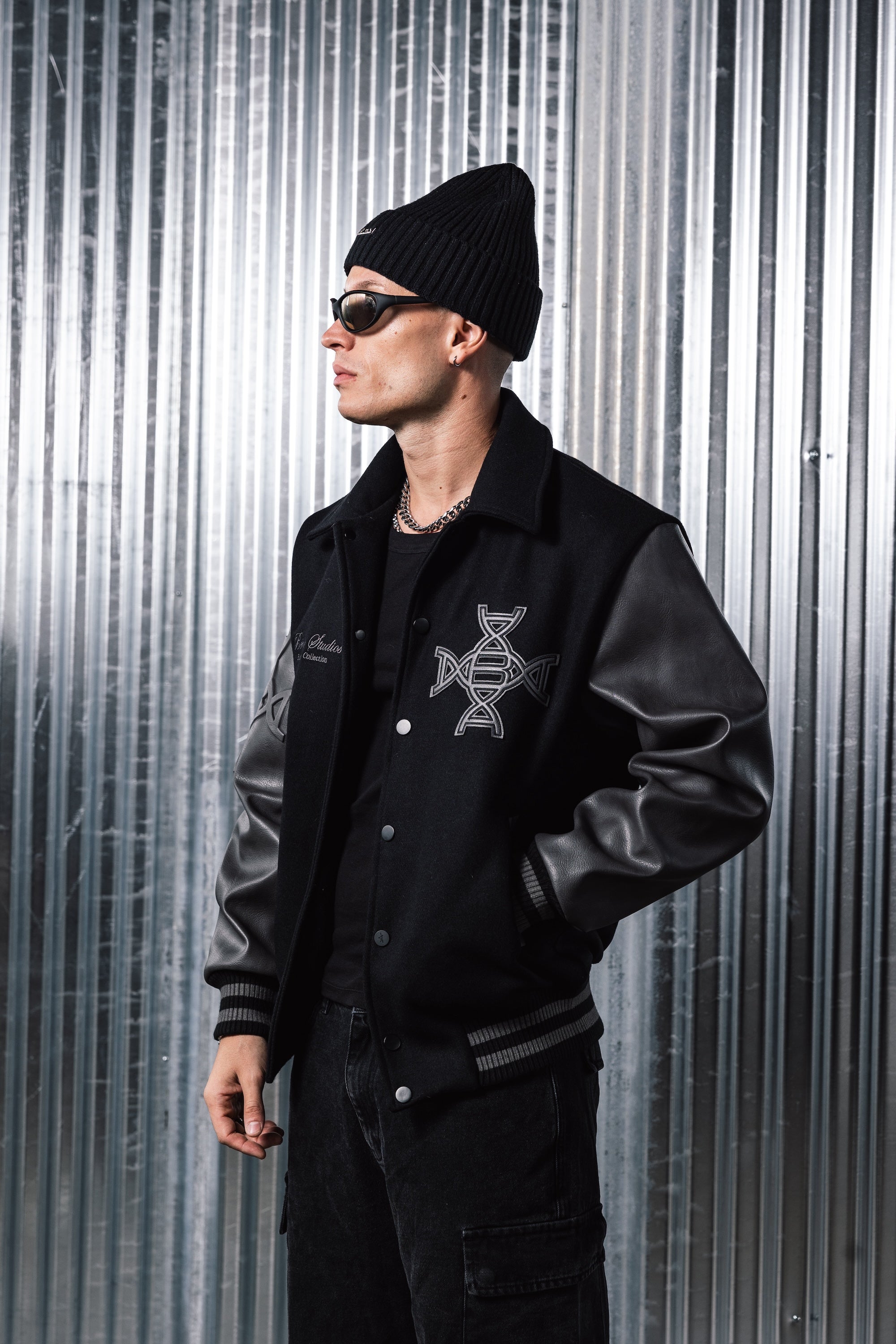 Noir Varsity Jacket - Blackout – Benir Clothing