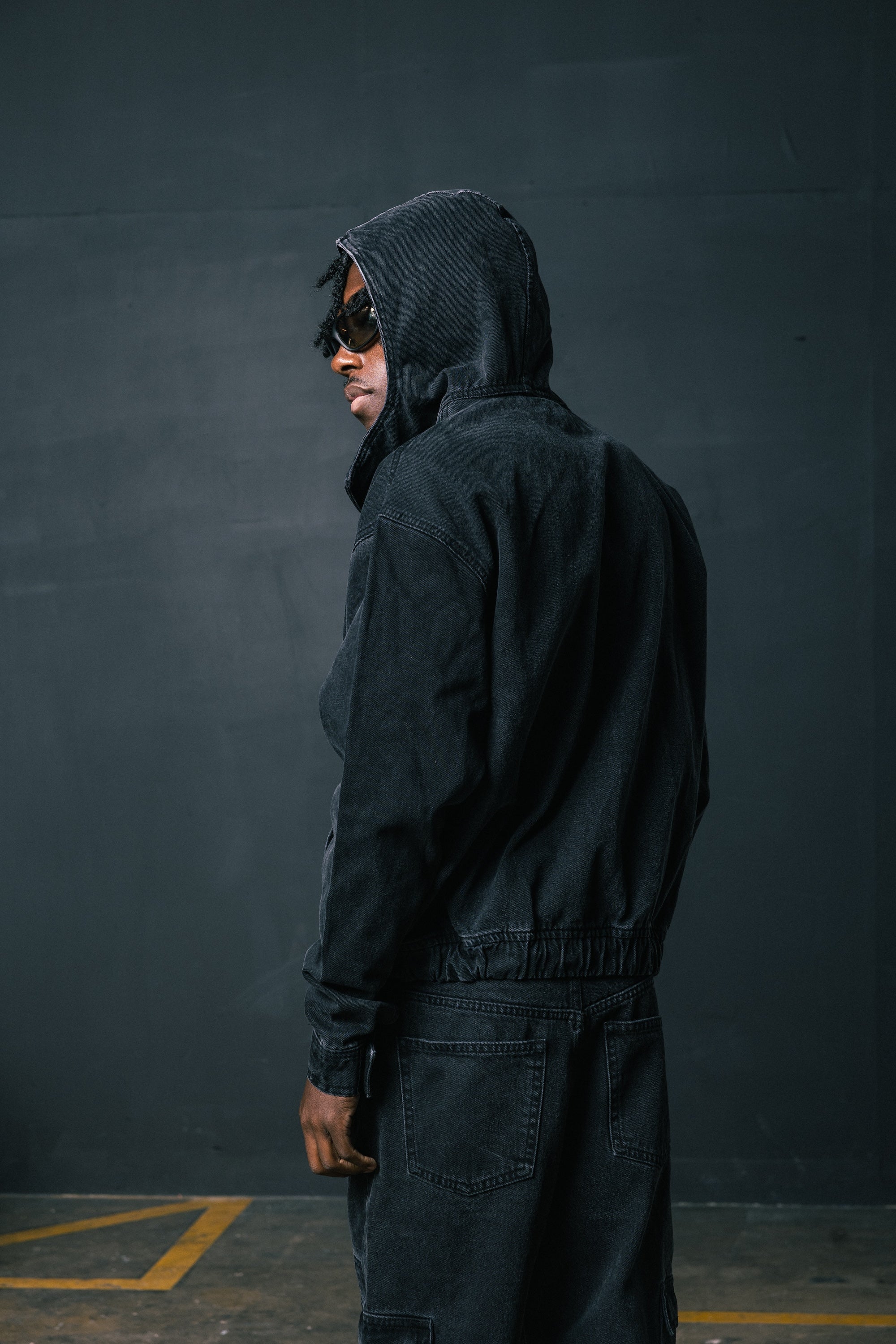 Denim Zip Hoodie - Blackout – Benir Clothing