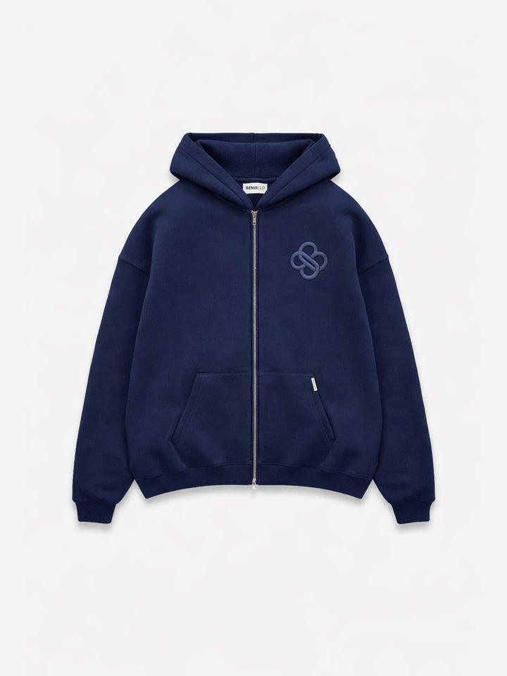 Bénir Club Basics Zip Hoodie - Navy