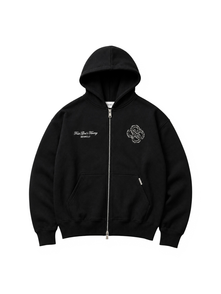TGT Distressed Zip Hoodie - Black