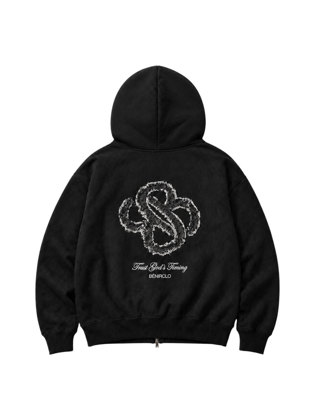 TGT Distressed Zip Hoodie - Black