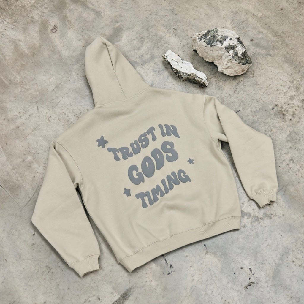 Gods Timing Hoodie Stone