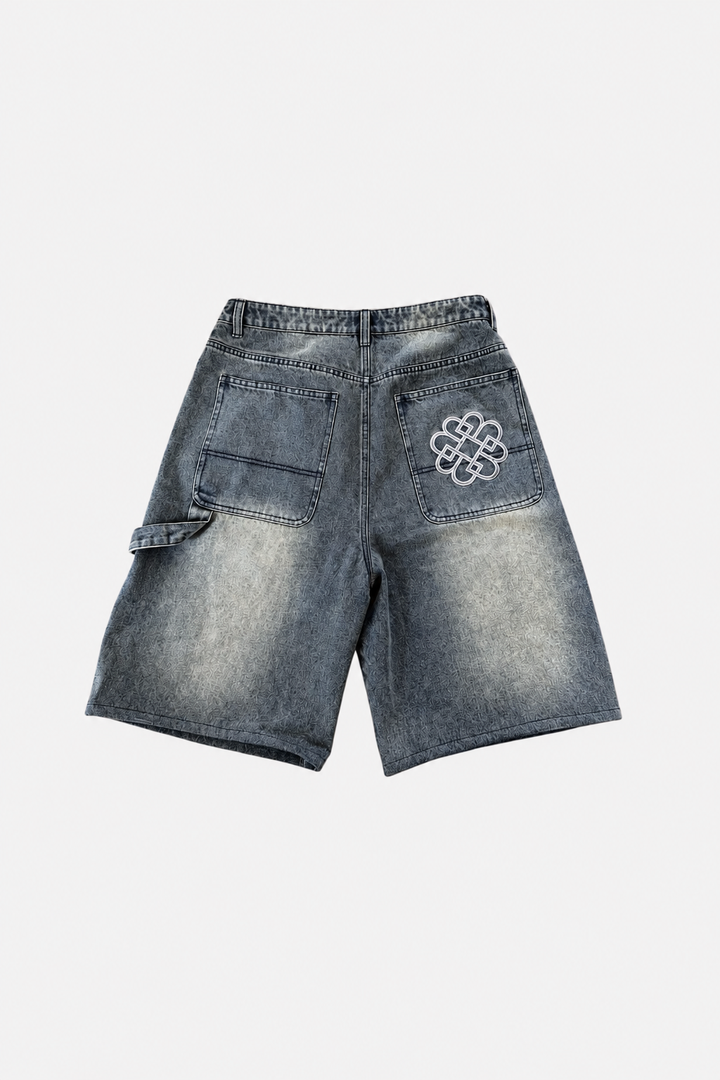 Oversized Denim Jorts - Rust Blue