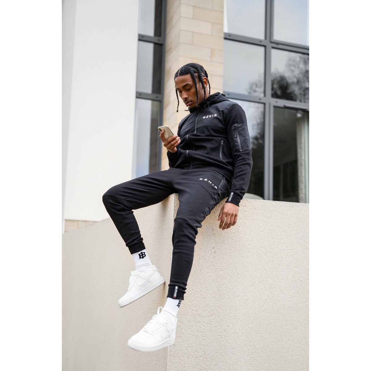 Sweat à capuche zippé Tech - Noir